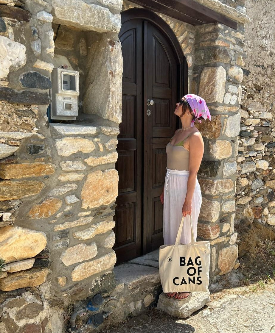 BAG OF CANS IRISH TOTE BAG IN GREECE
