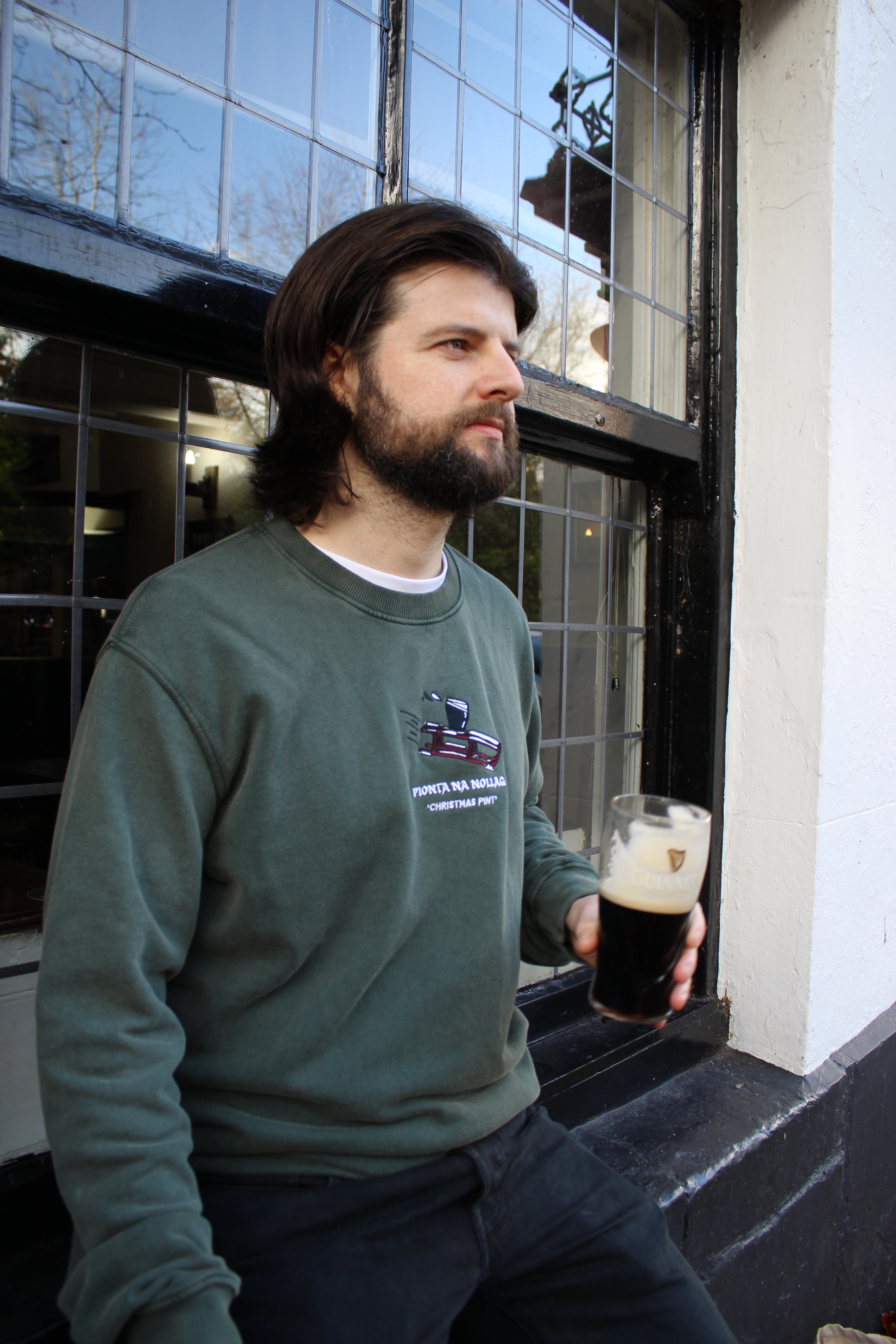 'Christmas Pint' Green Irish Jumper