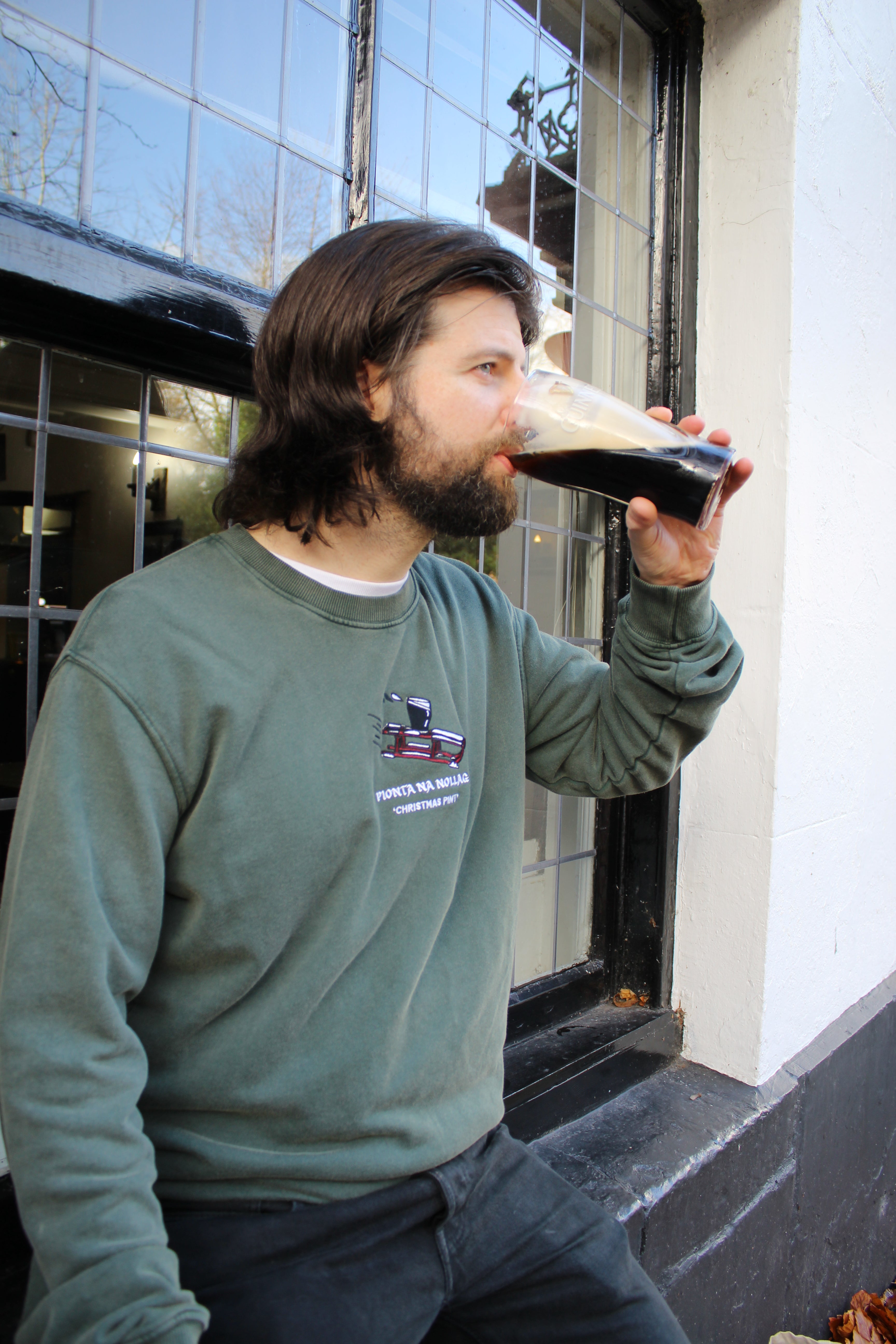 'Christmas Pint' Green Irish Jumper