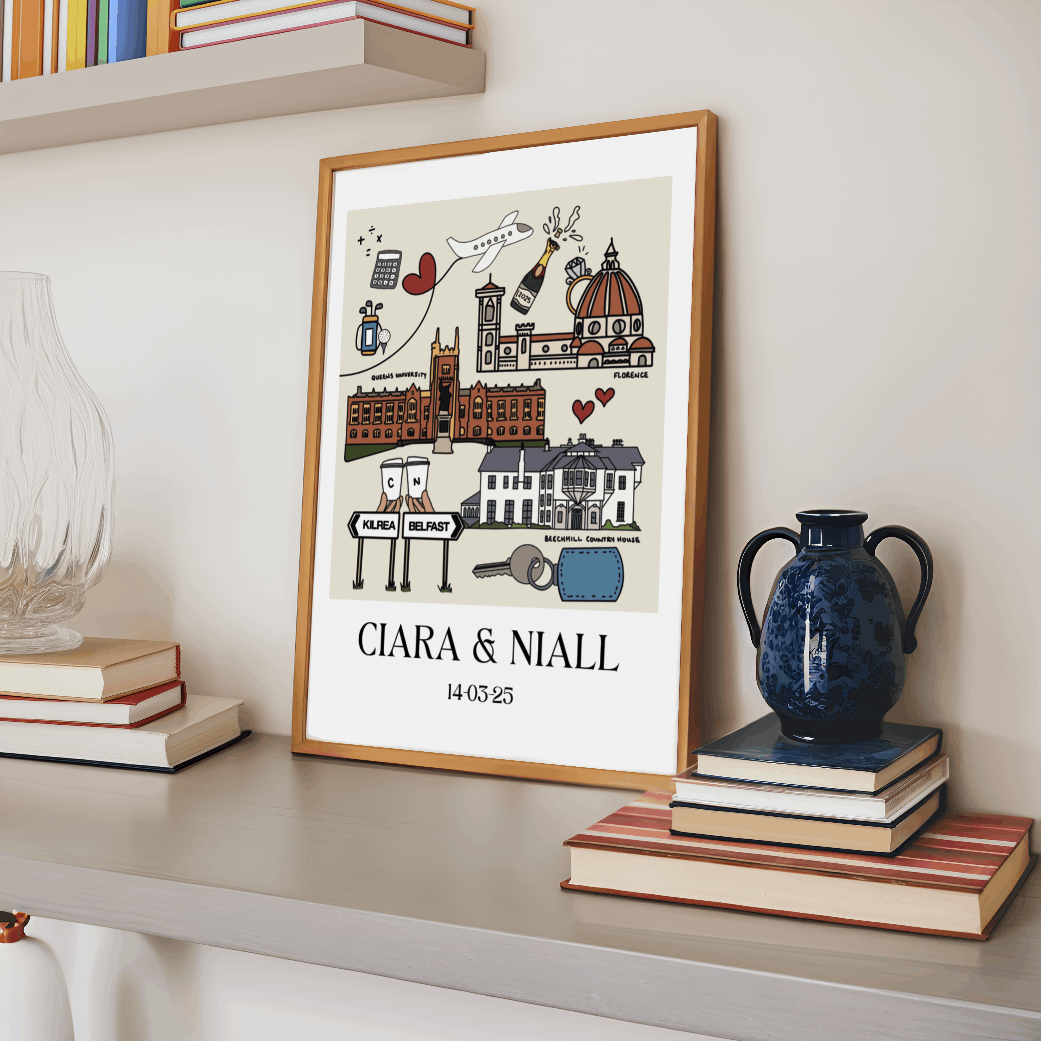 CUSTOM LOVE STORY ILLUSTRATION | WEDDING ENGAGEMENT ANNIVERSARY GIFT