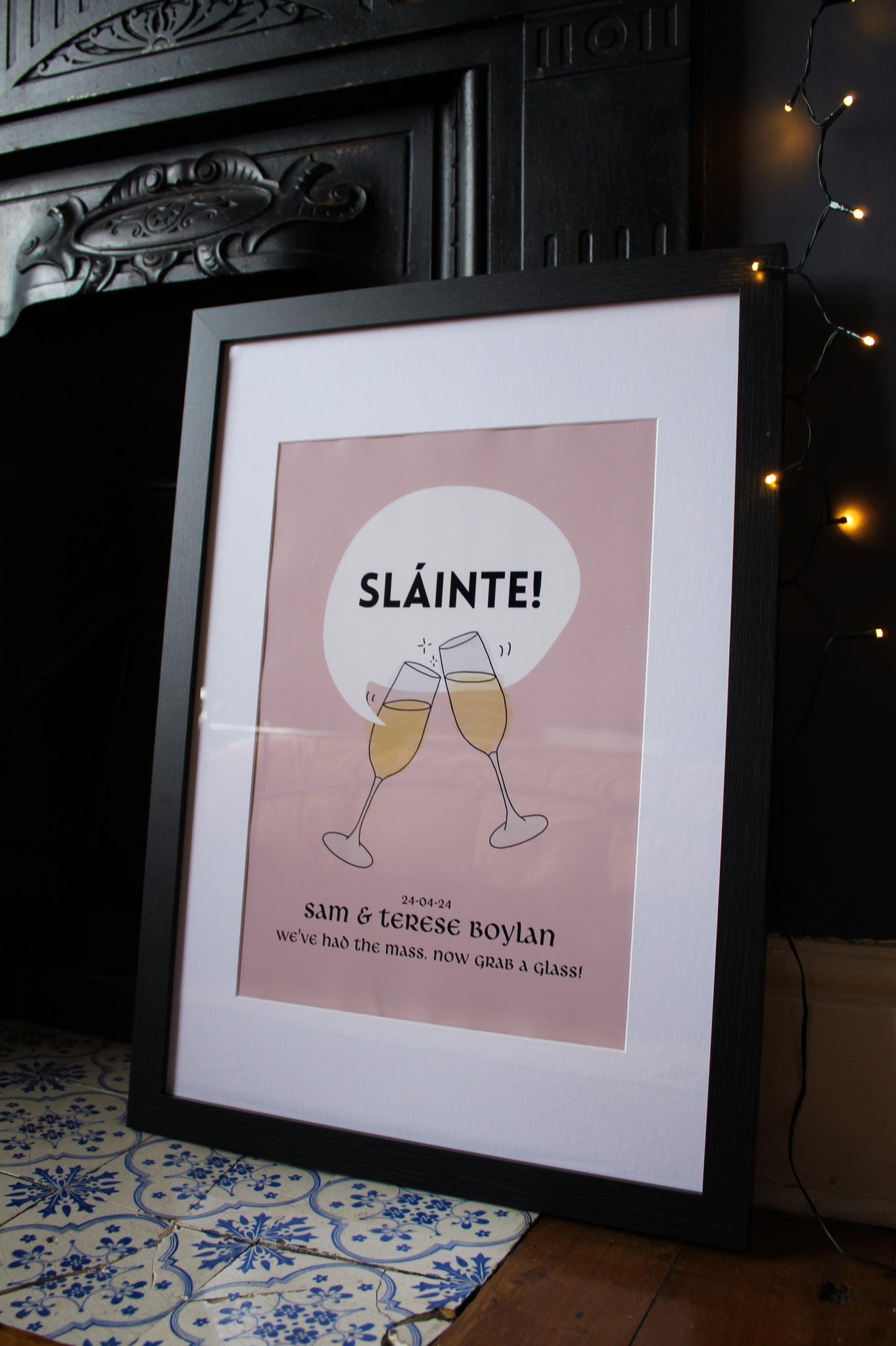 Sláinte Champagne Print | Wedding Personalised
