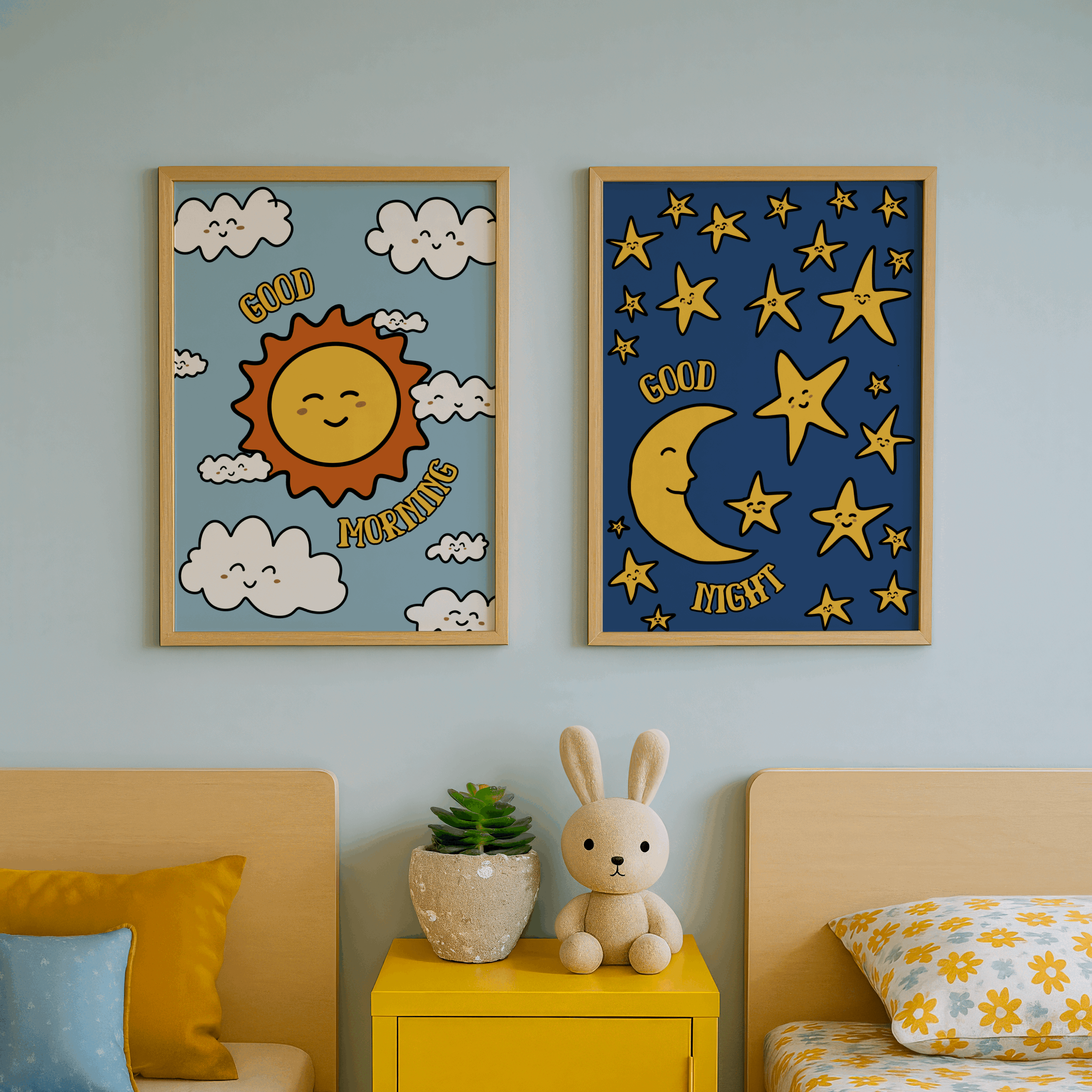 Sun & Moon Kids Wall Art Prints | Irish & English