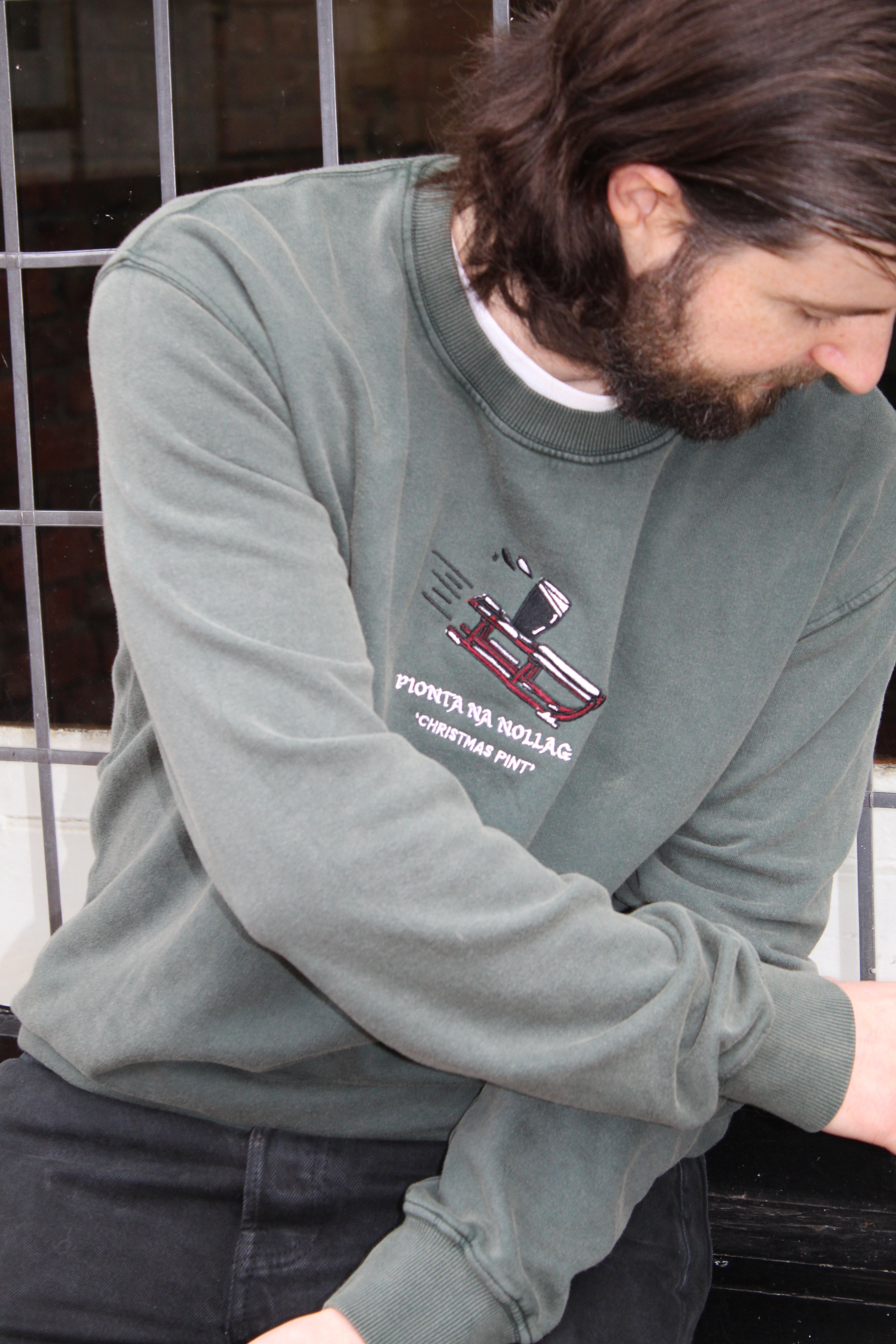 'Christmas Pint' Green Irish Jumper