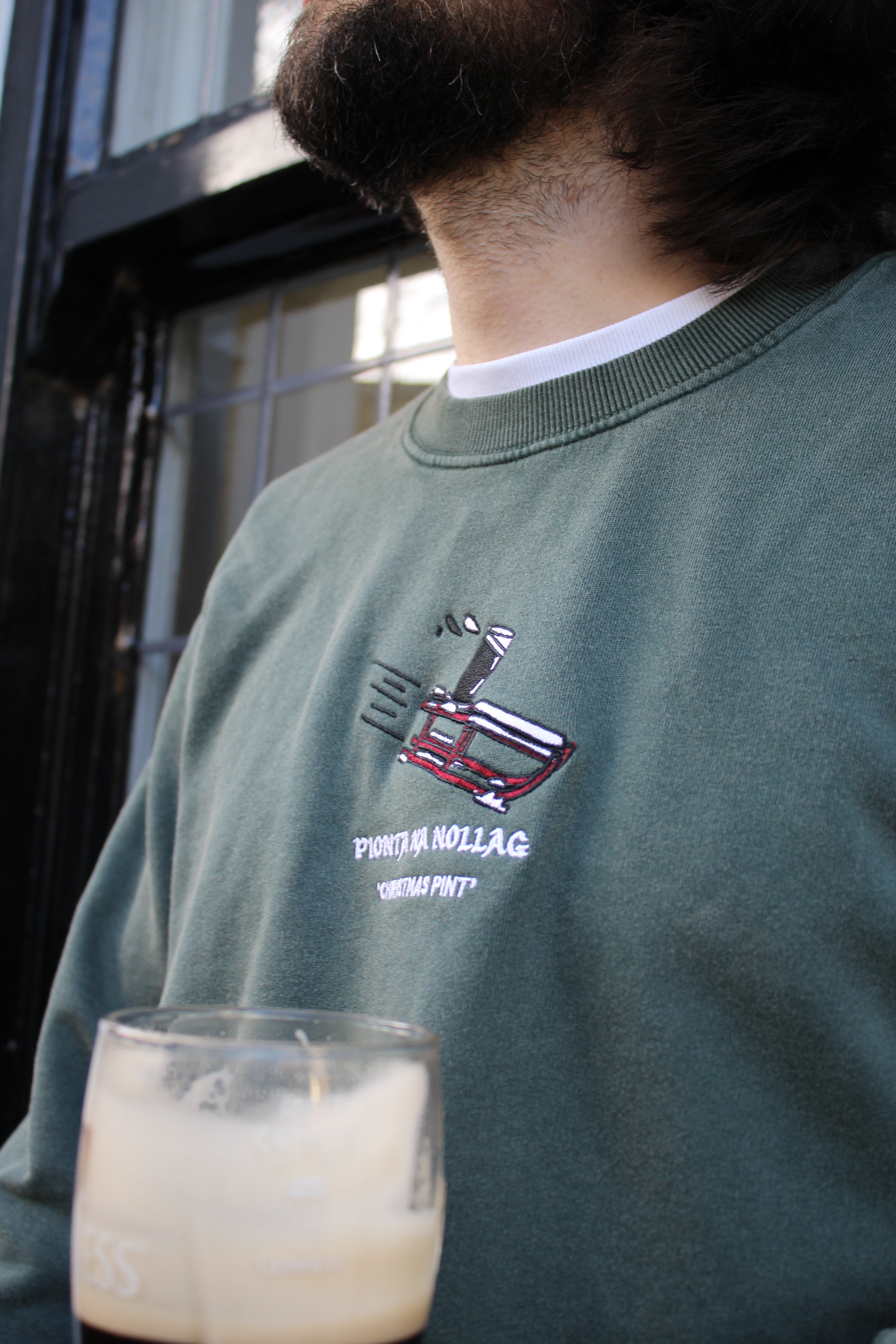 'Christmas Pint' Green Irish Jumper