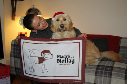 Madra na Nollag Christmas Dog - Irish Christmas Tea Towel