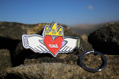 CLADDAGH GRÁ IRISH SILVER KEYRING