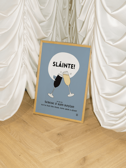 Sláinte Prosecco Flutes Print | Wedding Personalised
