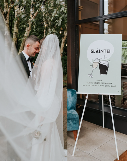 Sláinte Pint and Prosecco Print | Wedding Personalised