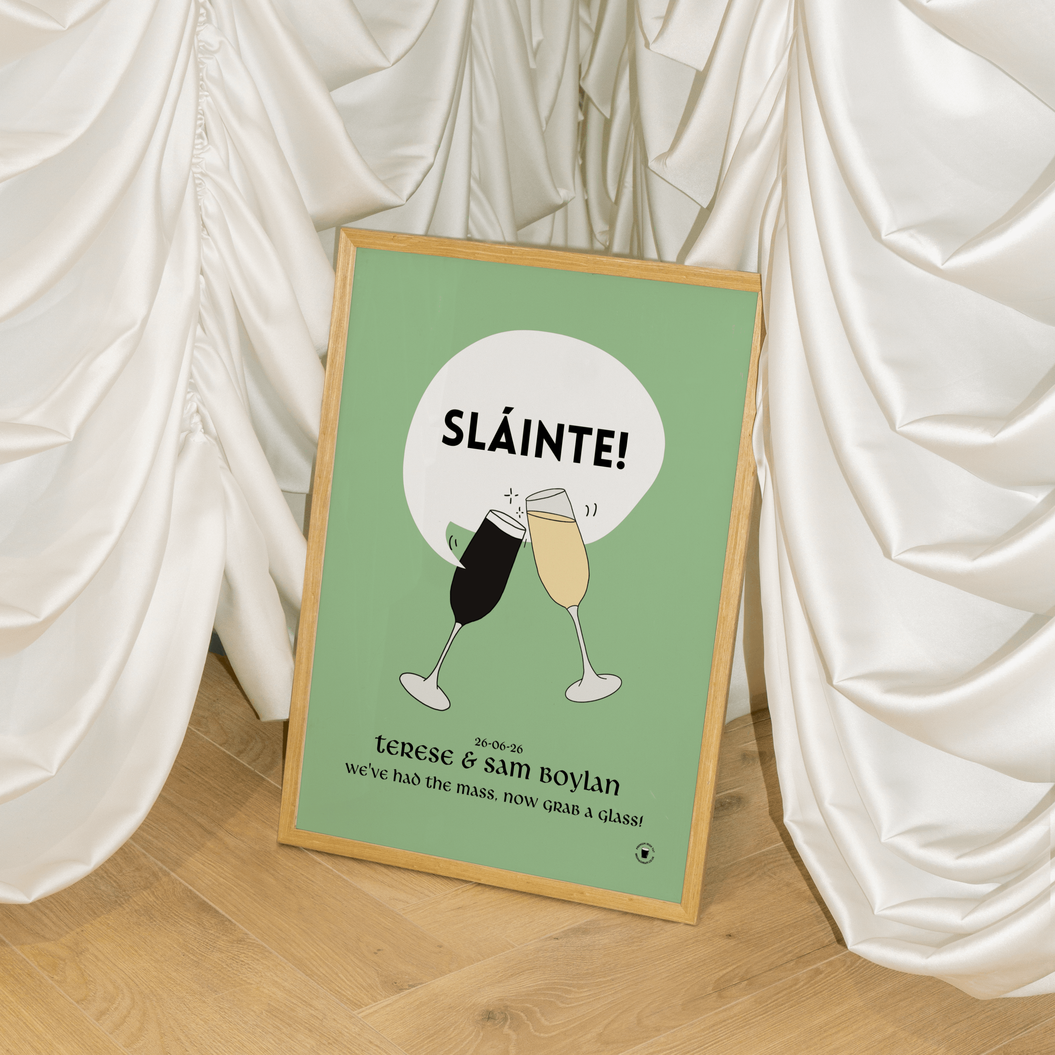 Sláinte Prosecco Flutes Print Sage Green